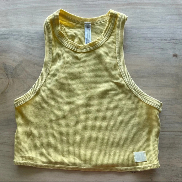 Urban Outfitters waffle knit yellow crop top tank size small - Picture 1 of 4